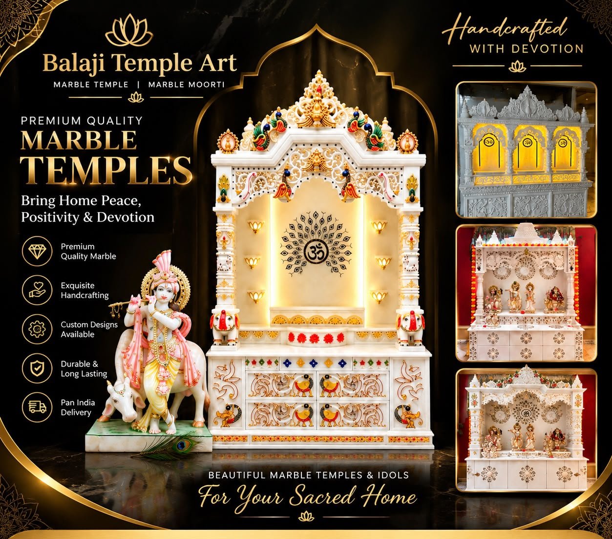 Premium marble temple with moorti